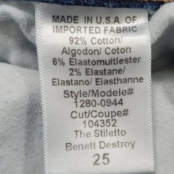 Current Elliot Blue The Stiletto Benett Destroy Skinny Jeans USA 25 (26x27) - Picture 4 of 15